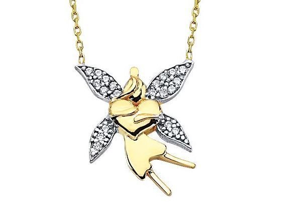 Altın Yusufçuk Ve Kalpli Melek  Kolye Kly00297 Melis Gold