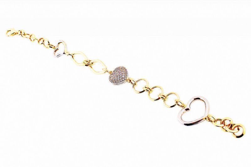 Altın Kalpli Taşlı Bileklik Blk20019 Melis Gold