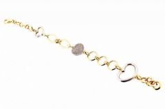 Altın Kalpli Taşlı Bileklik Blk20019 Melis Gold