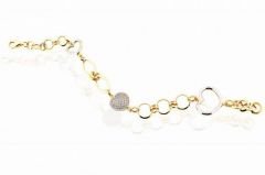 Altın Kalpli Taşlı Bileklik Blk20019 Melis Gold