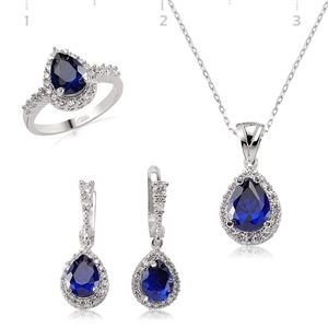 GUMUSH 925 Zirkon Safir Taşlı Set | ST0470520