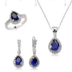 GUMUSH 925 Zirkon Safir Taşlı Set | ST0470520