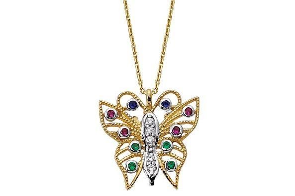 Altın Kelebek Kolye Kly00311 Melis Gold