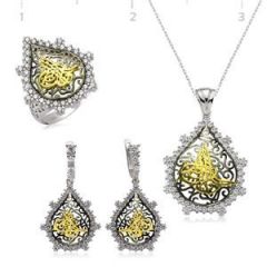 GUMUSH 925 Zirkon Taşlı Osmanlı Turalı Set | ST0470523