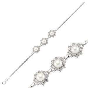 GUMUSH 925 Zirkon Taşlı İncili Bileklik | BR0470253