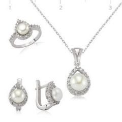 GUMUSH 925 Zirkon Taşlı İncili Set | ST0470524