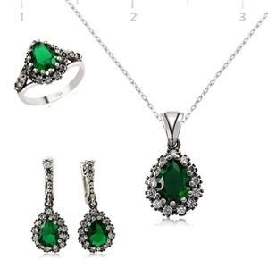 GUMUSH 925 Zirkon Taşlı Hürrem Sultan Set | ST0470525