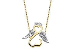 Altın Melek Kanatlı Kalp Kolye Kly00333 Melis Gold
