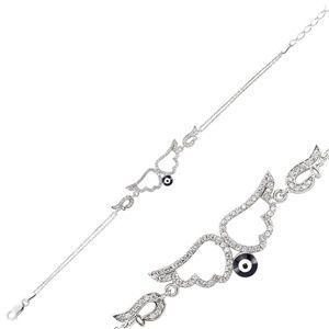 GUMUSH 925 Zirkon Taşlı Nazar Boncuklu Feriha Bileklik | BR0460154