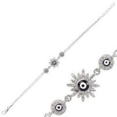 GUMUSH 925 Zirkon Taşlı Nazar Boncuklu Bileklik | BR0460155