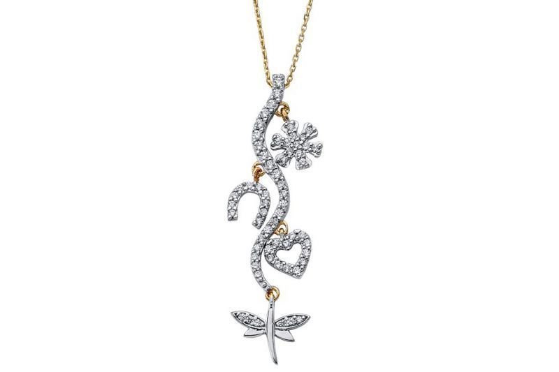 Altın Taşlı Şans Kolyesi Kly00346 Melis Gold