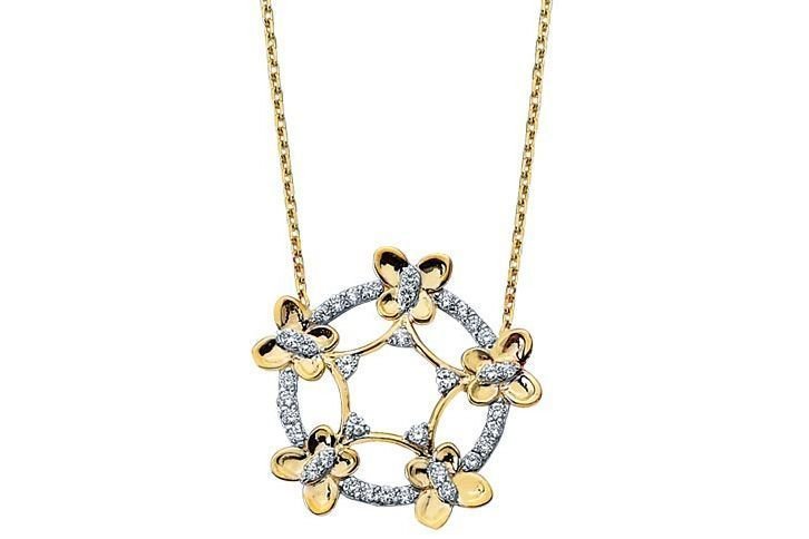 Altın Taşlı Kelebek  Kolye Kly00348 Melis Gold