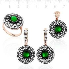 GUMUSH Zirkon Taşlı Altın Kaplama Elmas Set | SET66138003