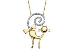 Altın Taşlı Kedi Kolyesi Kly00354 Melis Gold
