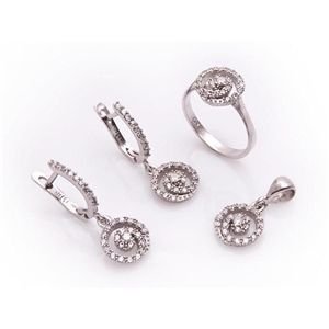 GUMUSH Zirkon Taşlı Rodyum Kaplama Küçük Girdap Set | SET47066094