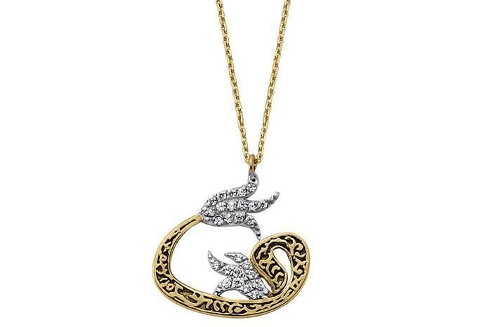 Altın Taşlı Lale Kolye Kly00355 Melis Gold