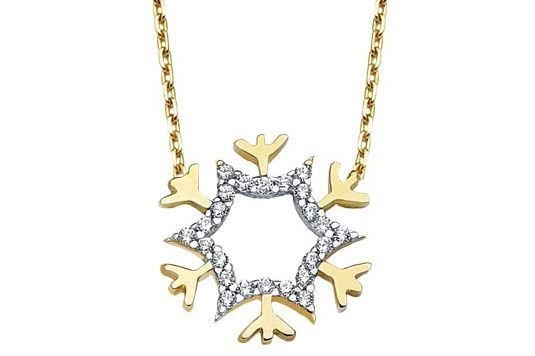 Altın Taşlı Yıldız  Kolye Kly00367 Melis Gold