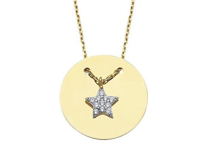 Altın Taşlı Plaka Yıldız  Kolye Kly00368 Melis Gold