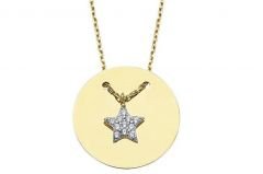 Altın Taşlı Plaka Yıldız  Kolye Kly00368 Melis Gold
