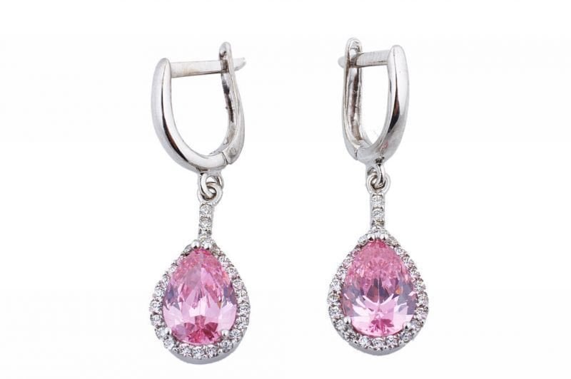 Altın Pembe Taşlı Küpe Kp000011 Melis Gold