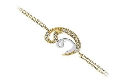 Altın Taşlı İkili Vav Zincirli Bileklik ZB000063 Melis Gold