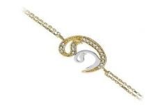 Altın Taşlı İkili Vav Zincirli Bileklik ZB000063 Melis Gold