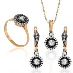 GUMUSH Zirkon Taşlı Altın Kaplama Elmas Set | SET46138242