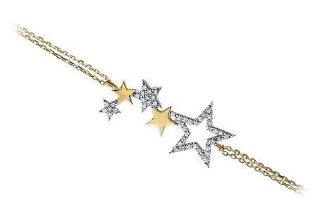 Altın Taşlı Yıldız Zincirli Bileklik ZB000064 Melis Gold