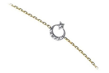 Altın Taşlı Ayyıldız Zincirli Bileklik ZB000065 Melis Gold