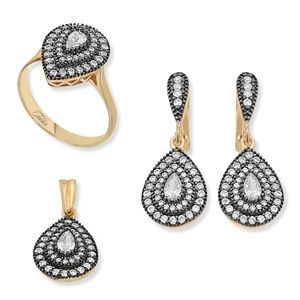 GUMUSH Zirkon Taşlı Altın Kaplama Elmas Set | SET46138249