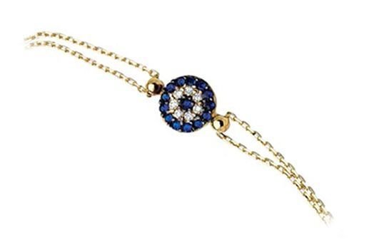 Altın Nazar Boncuklu Zincirli Bileklik ZB000067 Melis Gold