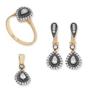 GUMUSH Zirkon Taşlı Altın Kaplama Elmas Set | SET46138254