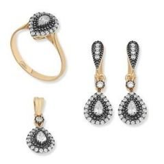 GUMUSH Zirkon Taşlı Altın Kaplama Elmas Set | SET46138254