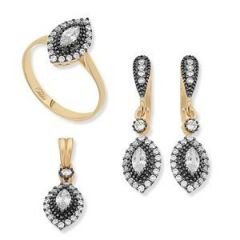 GUMUSH Zirkon Taşlı Altın Kaplama Elmas Set | SET46138256