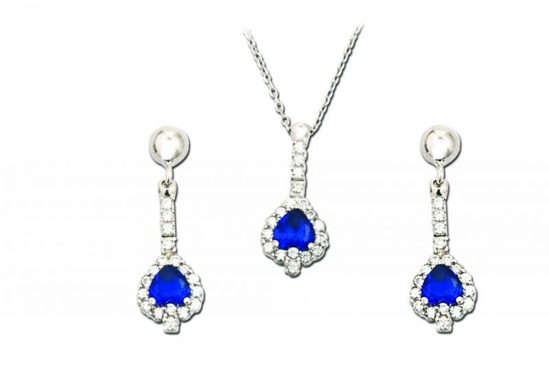 Altın Mavi Taşlı Set AS000001 Melis Gold