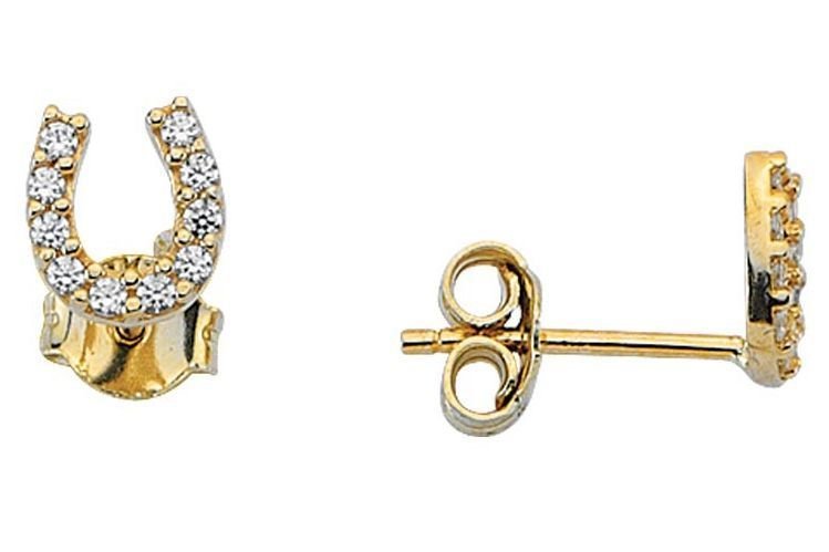 Altın Taşlı Nal Küpe Kp000047 Melis Gold