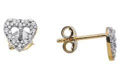 Altın Taşlı Kalpli Küpe Kp000048 Melis Gold