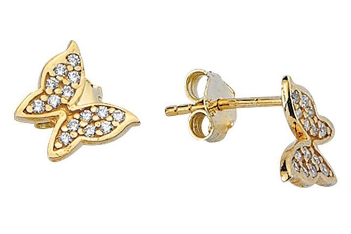 Altın Taşlı Kelebek Küpe Kp000050 Melis Gold