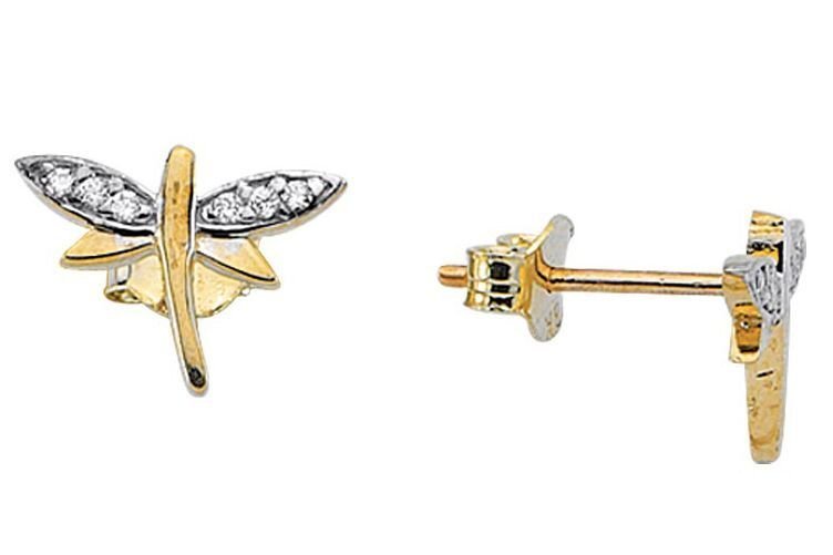 Altın Taşlı Yusufçuk Küpe Kp000053 Melis Gold