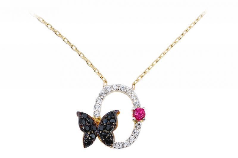 Altın Kelebek Kolye Kly00109  Melis Gold