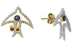 Altın Taşlı Nazar Boncuklu Balık Küpe Kp000057 Melis Gold