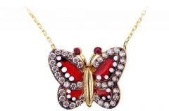 Altın Kelebek Kolye Kly00114  Melis Gold