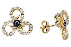 Altın Taşlı Nazar Boncuklu Küpe Kp000058 Melis Gold