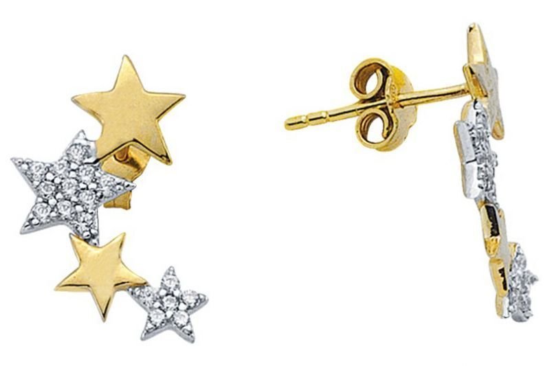 Altın Taşlı Yıldız  Küpe Kp000059 Melis Gold