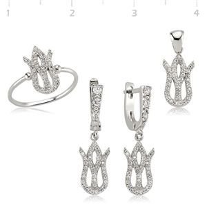 GUMUSH Zirkon Taşlı Rodyum Kaplama Lale Set | SET47066144
