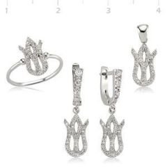 GUMUSH Zirkon Taşlı Rodyum Kaplama Lale Set | SET47066144