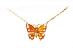 Altın Mineli Kelebek Kolye Kly00116 Melis Gold