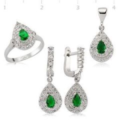 GUMUSH Zirkon Taşlı Rodyum Kaplama Dammla Anturaj Set | SET47066145