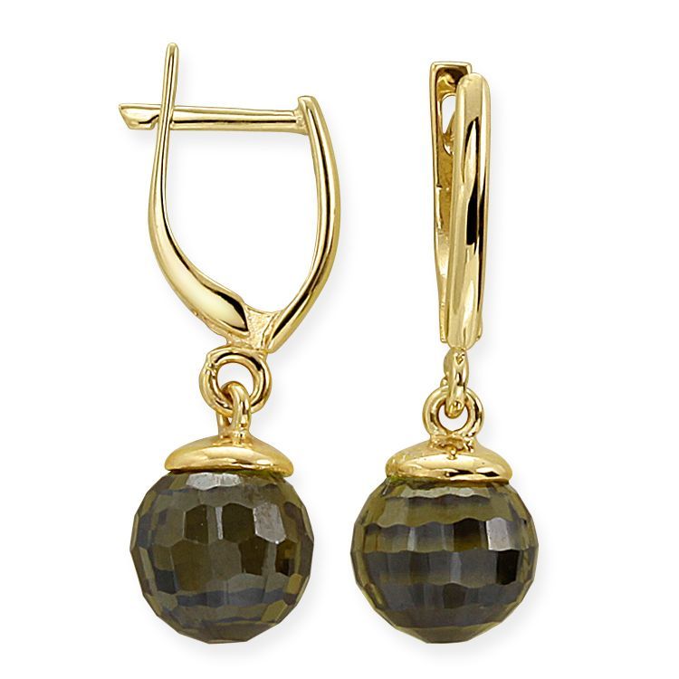 Myra Gold Altın Peridot Taşlı Top Küpe