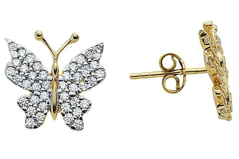 Altın Taşlı Kelebek Küpe Kp000062 Melis Gold